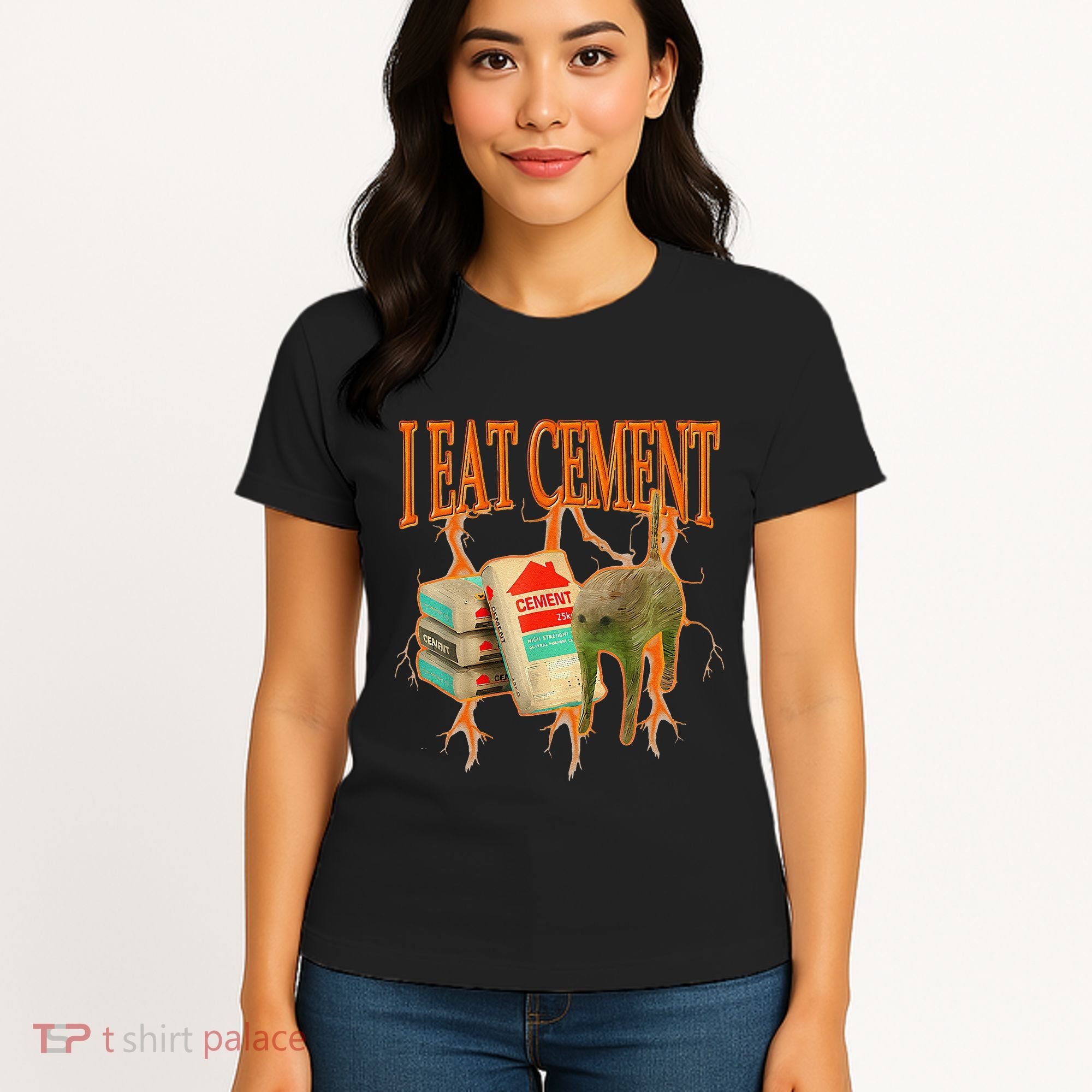 I Eat Cement Cursed Cat Funny Oddly Specific Dank Meme Women's T-Shirt