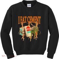 I Eat Cement Cursed Cat Funny Oddly Specific Dank Meme Kids Sweatshirt thumb 0