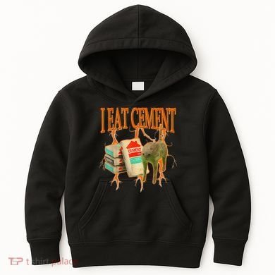 I Eat Cement Cursed Cat Funny Oddly Specific Dank Meme Kids Hoodie