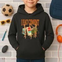 I Eat Cement Cursed Cat Funny Oddly Specific Dank Meme Kids Hoodie thumb 2