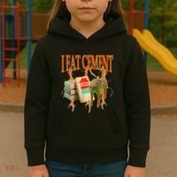 I Eat Cement Cursed Cat Funny Oddly Specific Dank Meme Kids Hoodie thumb 3
