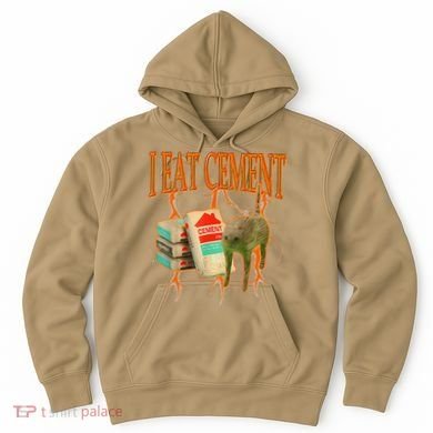 I Eat Cement Cursed Cat Funny Oddly Specific Dank Meme Hoodie