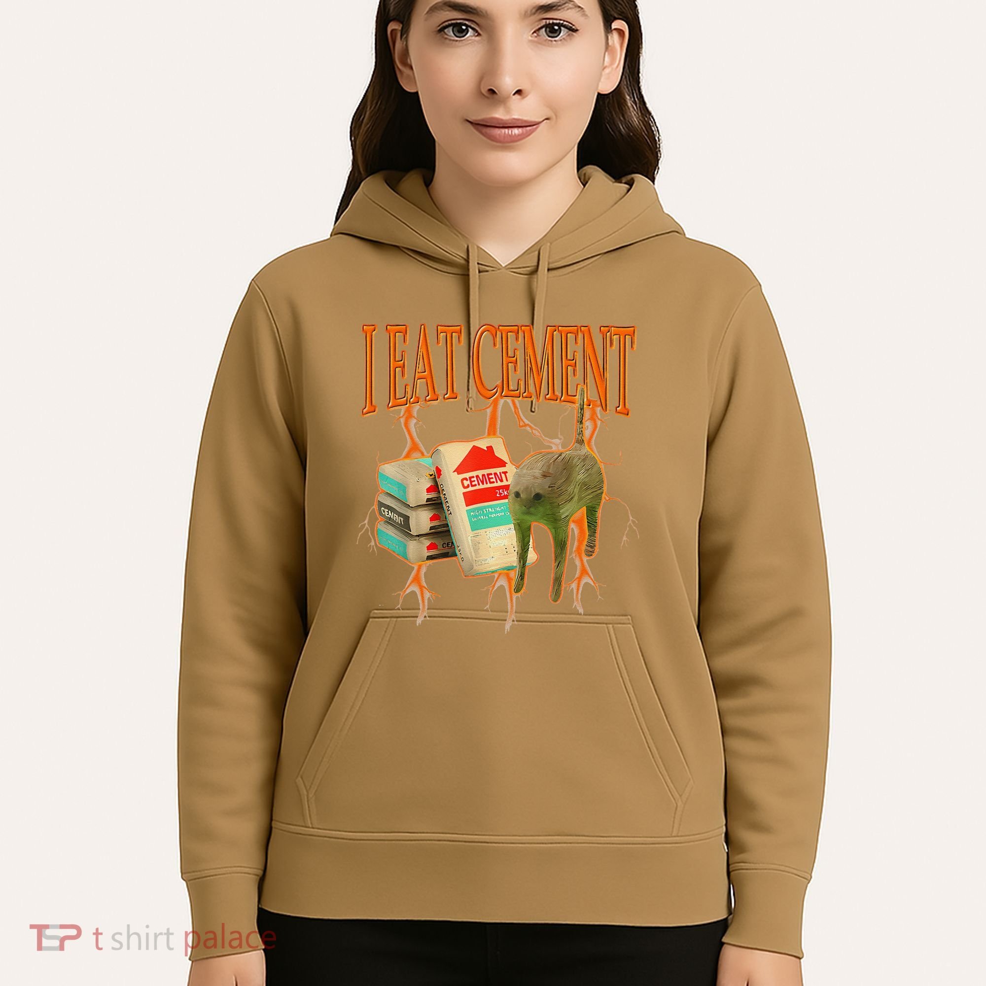 I Eat Cement Cursed Cat Funny Oddly Specific Dank Meme Hoodie