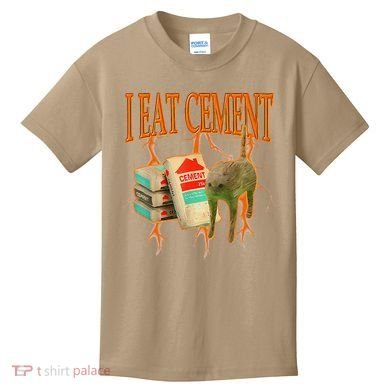 I Eat Cement Cursed Cat Funny Oddly Specific Dank Meme Kids T-Shirt