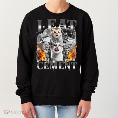 I Eat Cement Cursed Cat Funny Oddly Specific Dank Meme Cat Women's Sweatshirt