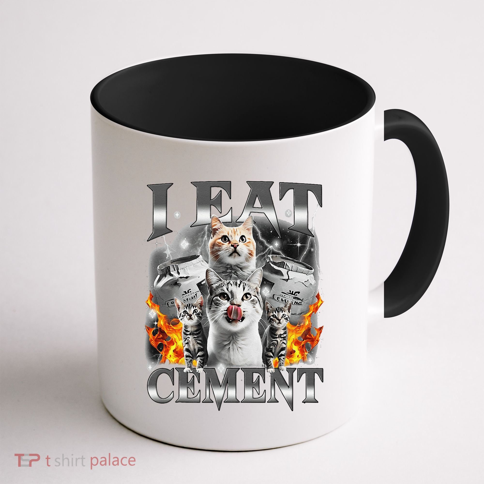 I Eat Cement Cursed Cat Funny Oddly Specific Dank Meme Cat Coffee Mug