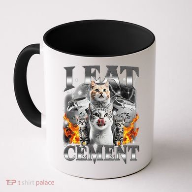 I Eat Cement Cursed Cat Funny Oddly Specific Dank Meme Cat Coffee Mug