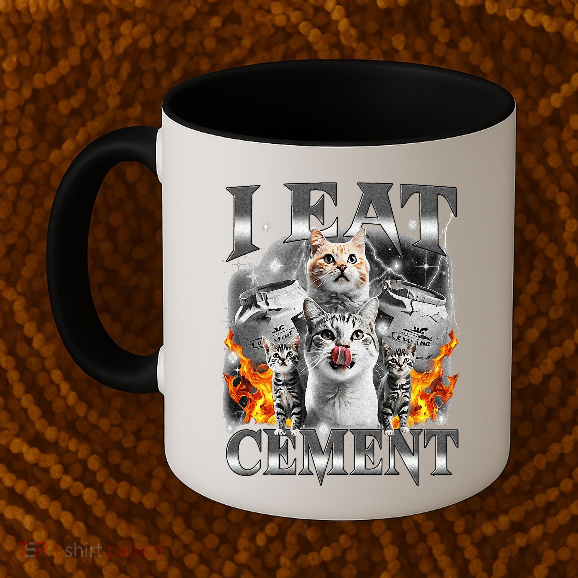 I Eat Cement Cursed Cat Funny Oddly Specific Dank Meme Cat Coffee Mug