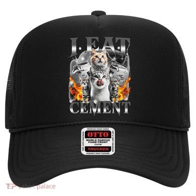 I Eat Cement Cursed Cat Funny Oddly Specific Dank Meme Cat Hat