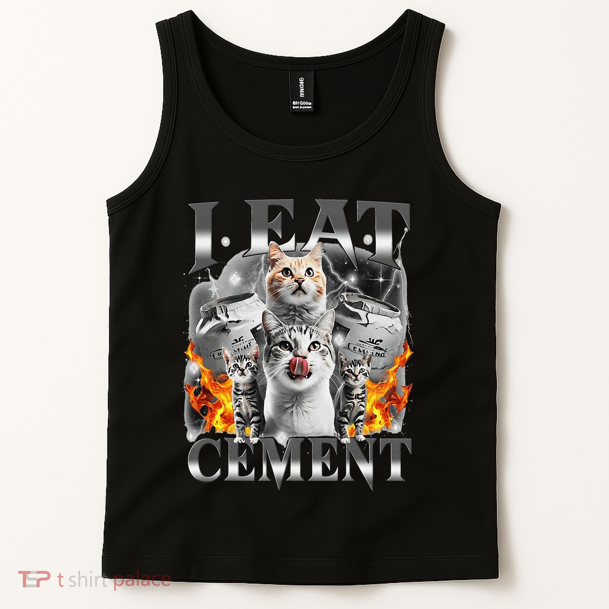 I Eat Cement Cursed Cat Funny Oddly Specific Dank Meme Cat Tank Top