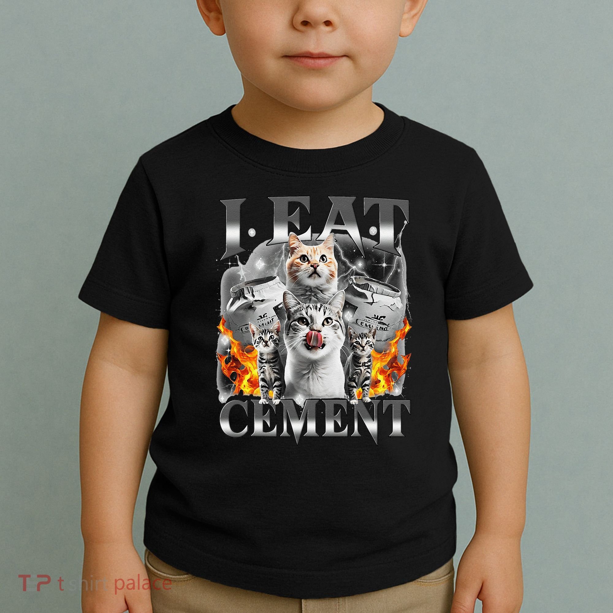 I Eat Cement Cursed Cat Funny Oddly Specific Dank Meme Cat Toddler T-Shirt