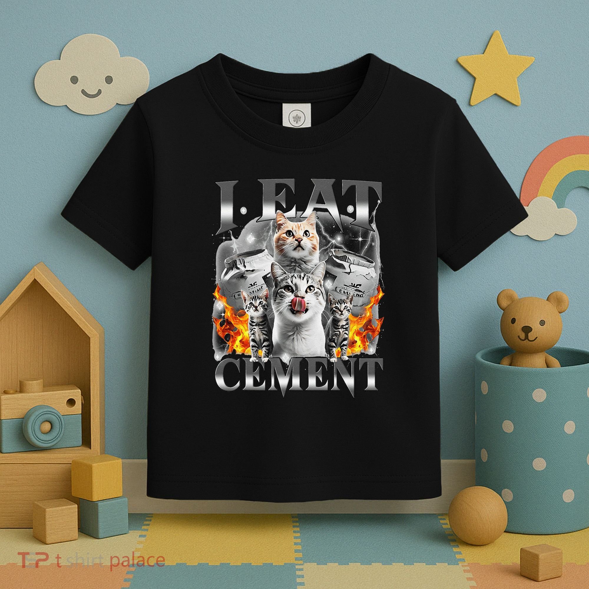 I Eat Cement Cursed Cat Funny Oddly Specific Dank Meme Cat Toddler T-Shirt