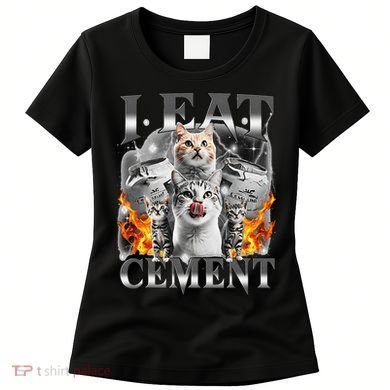 I Eat Cement Cursed Cat Funny Oddly Specific Dank Meme Cat Women's T-Shirt