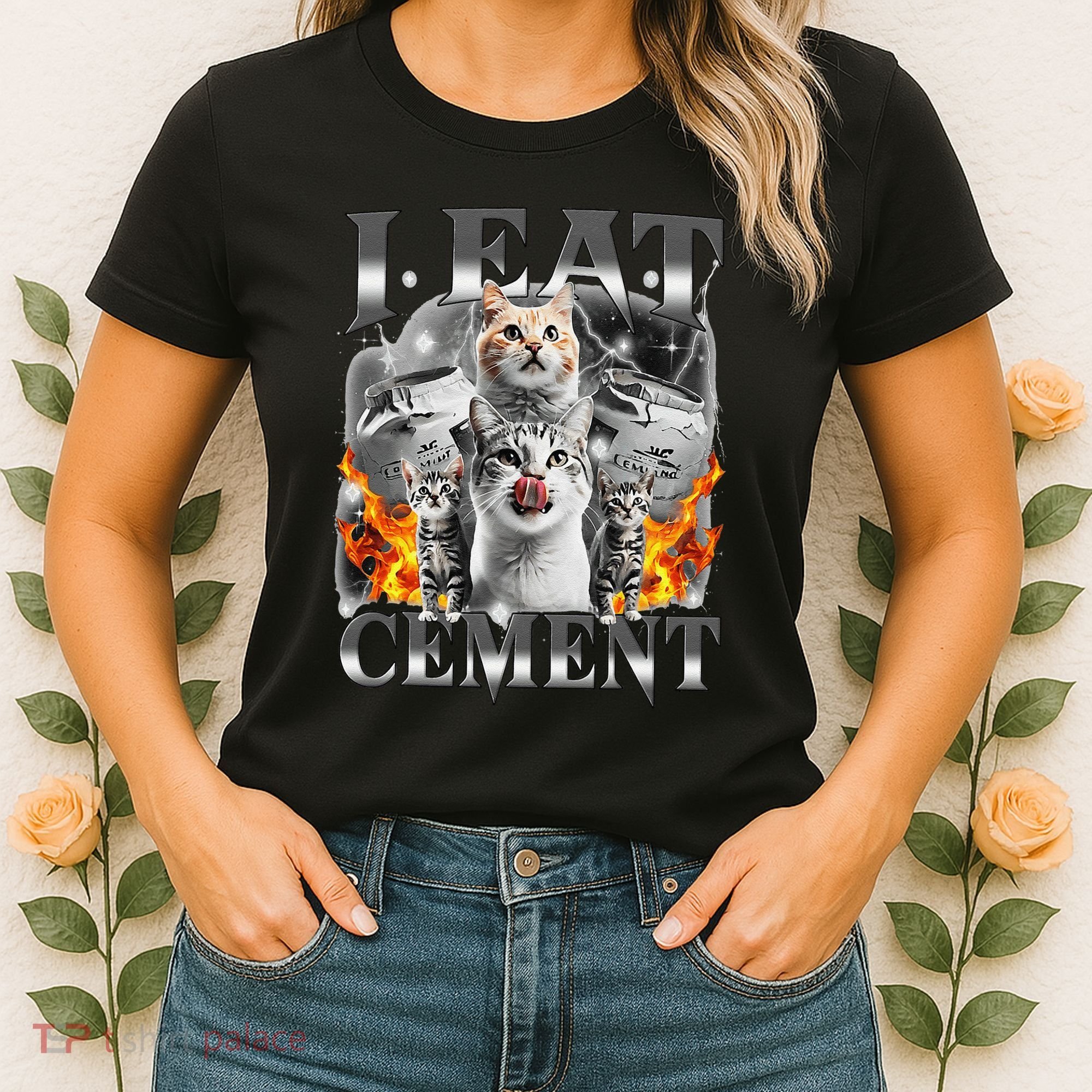 I Eat Cement Cursed Cat Funny Oddly Specific Dank Meme Cat Women's T-Shirt