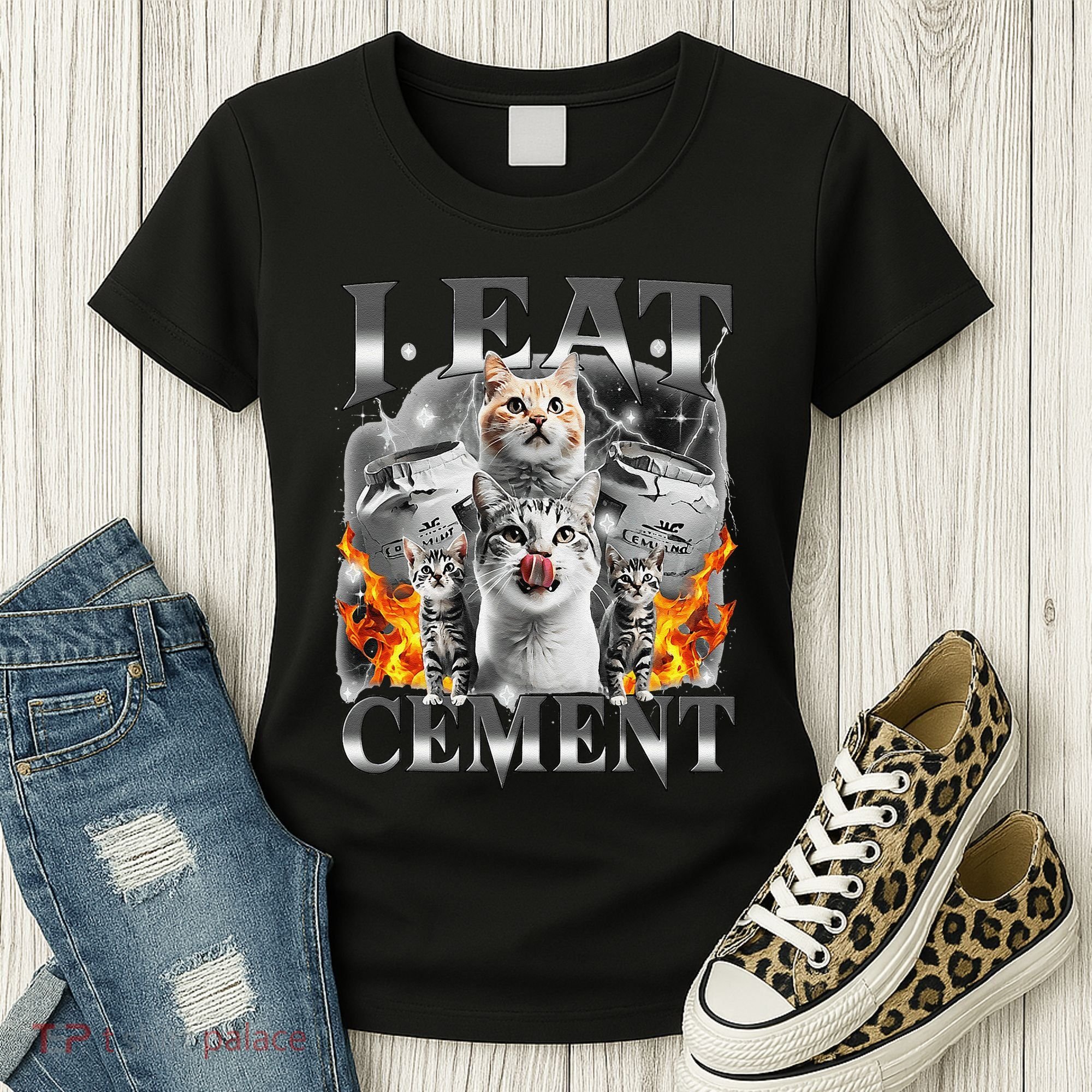I Eat Cement Cursed Cat Funny Oddly Specific Dank Meme Cat Women's T-Shirt