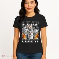 I Eat Cement Cursed Cat Funny Oddly Specific Dank Meme Cat Women's T-Shirt thumb 4