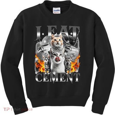 I Eat Cement Cursed Cat Funny Oddly Specific Dank Meme Cat Kids Sweatshirt