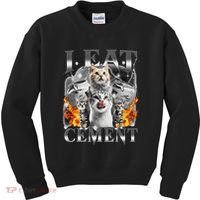I Eat Cement Cursed Cat Funny Oddly Specific Dank Meme Cat Kids Sweatshirt thumb 0