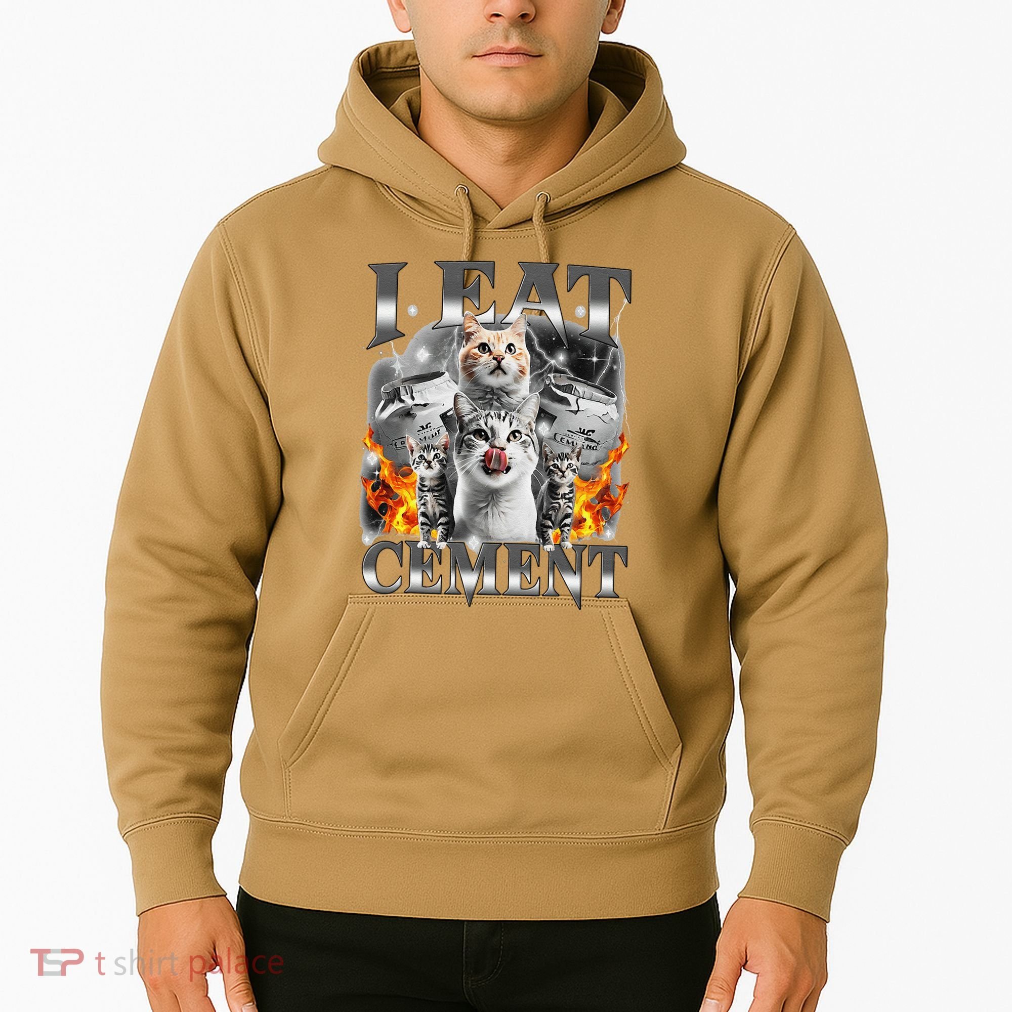 I Eat Cement Cursed Cat Funny Oddly Specific Dank Meme Cat Hoodie