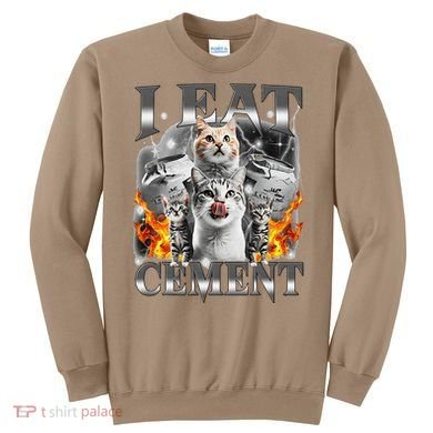 I Eat Cement Cursed Cat Funny Oddly Specific Dank Meme Cat Sweatshirt