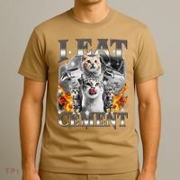 I Eat Cement Cursed Cat Funny Oddly Specific Dank Meme Cat T-Shirt thumb 3