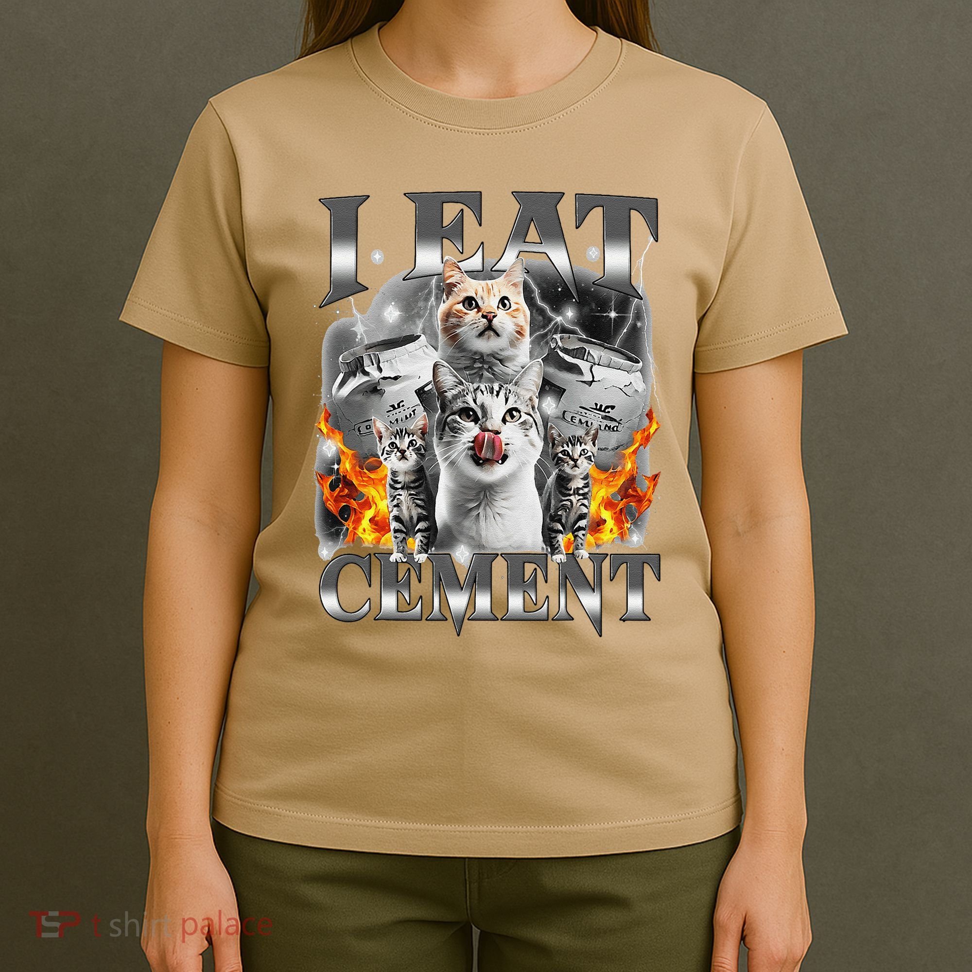 I Eat Cement Cursed Cat Funny Oddly Specific Dank Meme Cat T-Shirt