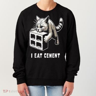 I Eat Cement Cursed Cat Funny Oddly Specific Dank Meme Women's Sweatshirt