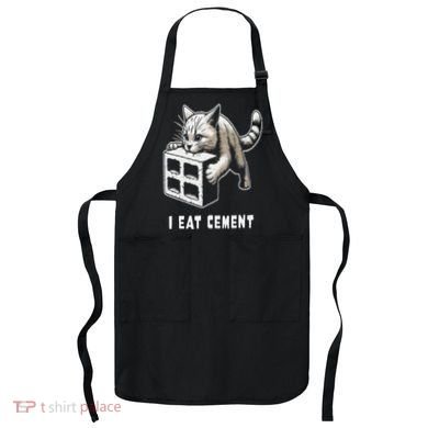I Eat Cement Cursed Cat Funny Oddly Specific Dank Meme Apron