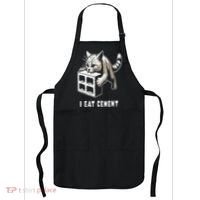 I Eat Cement Cursed Cat Funny Oddly Specific Dank Meme Apron thumb 0
