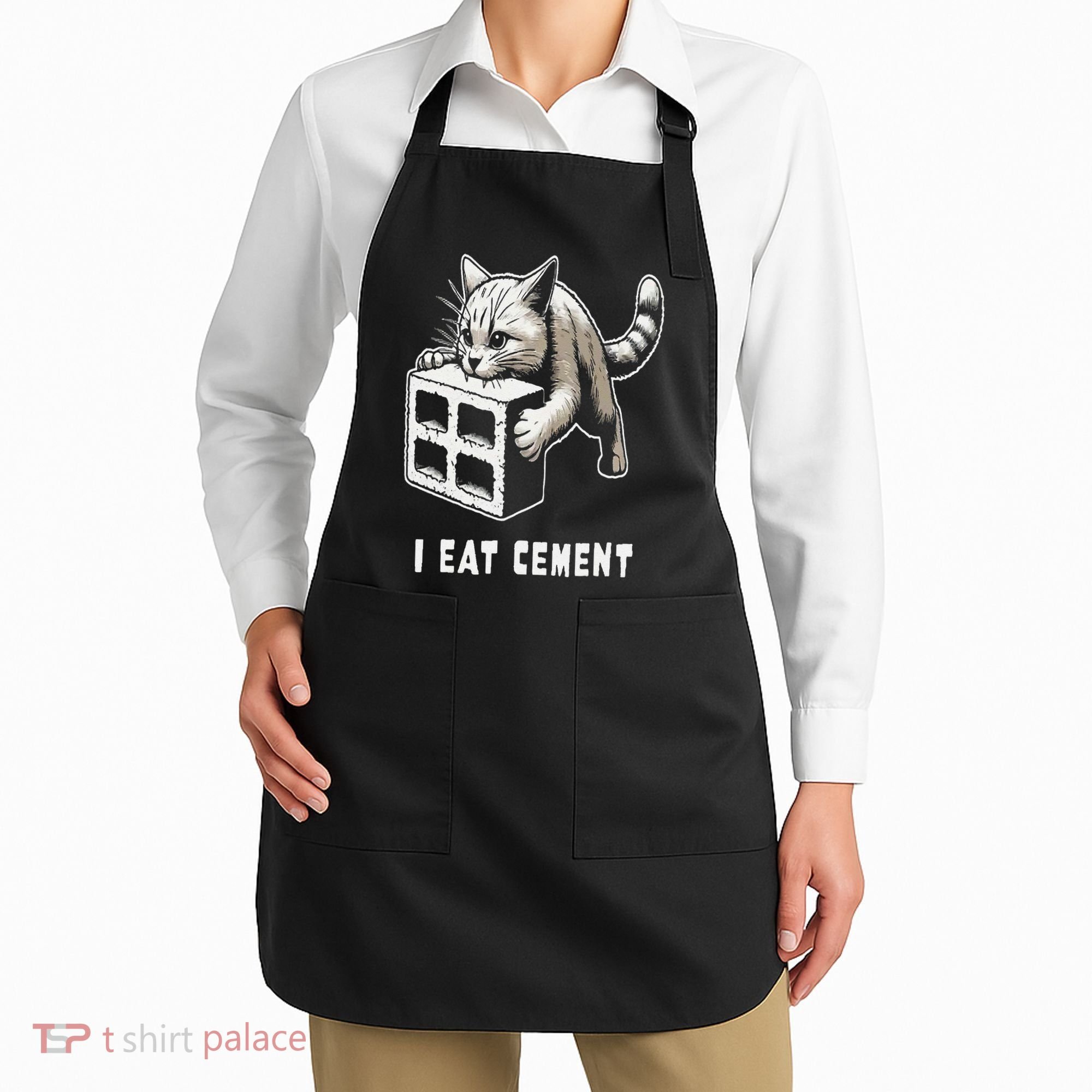 I Eat Cement Cursed Cat Funny Oddly Specific Dank Meme Apron
