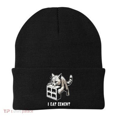 I Eat Cement Cursed Cat Funny Oddly Specific Dank Meme Beanie