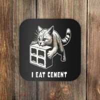 I Eat Cement Cursed Cat Funny Oddly Specific Dank Meme Coaster thumb 0