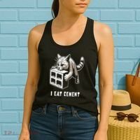 I Eat Cement Cursed Cat Funny Oddly Specific Dank Meme Women's Tank Top thumb 2