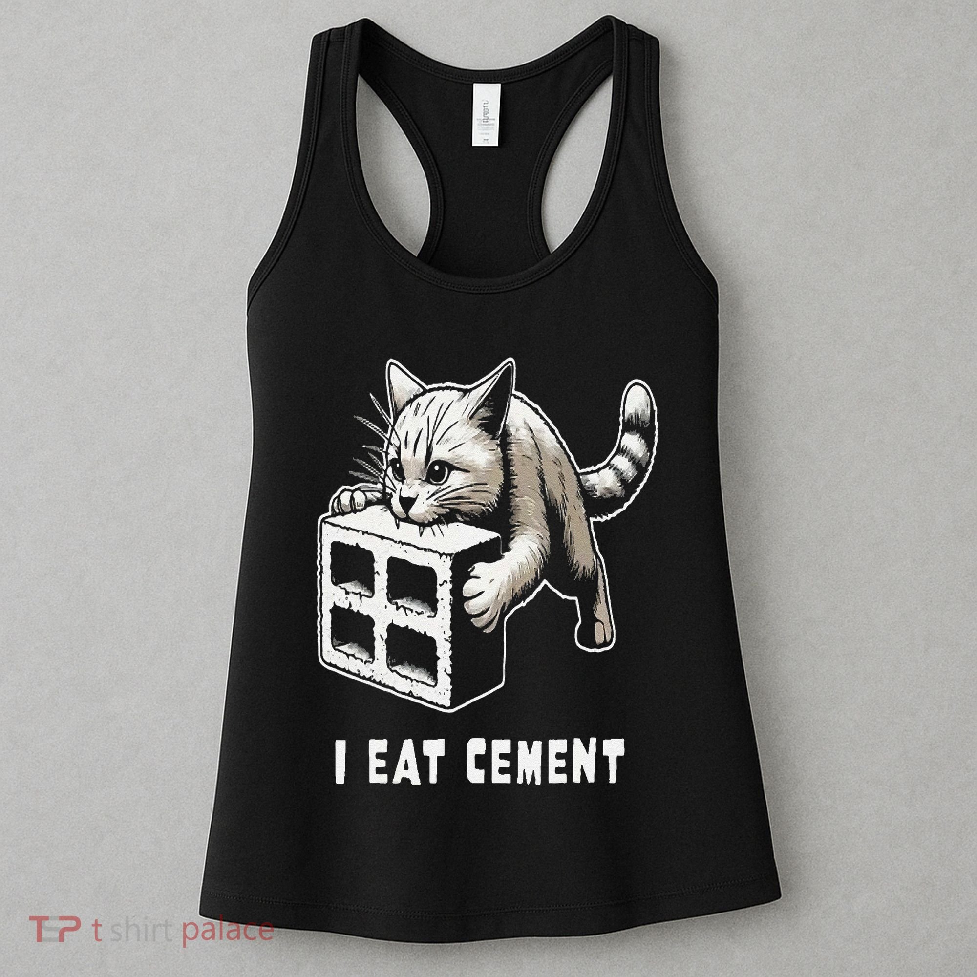 I Eat Cement Cursed Cat Funny Oddly Specific Dank Meme Women's Tank Top