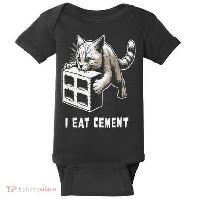 I Eat Cement Cursed Cat Funny Oddly Specific Dank Meme Baby Bodysuit