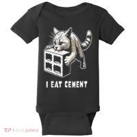 I Eat Cement Cursed Cat Funny Oddly Specific Dank Meme Baby Bodysuit thumb 0