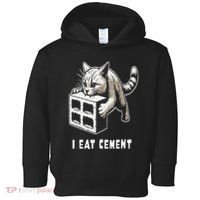 I Eat Cement Cursed Cat Funny Oddly Specific Dank Meme Toddler Hoodie thumb 0
