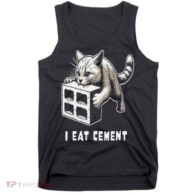 I Eat Cement Cursed Cat Funny Oddly Specific Dank Meme Tank Top