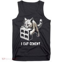 I Eat Cement Cursed Cat Funny Oddly Specific Dank Meme Tank Top thumb 0