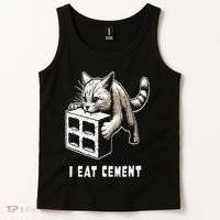 I Eat Cement Cursed Cat Funny Oddly Specific Dank Meme Tank Top thumb 2