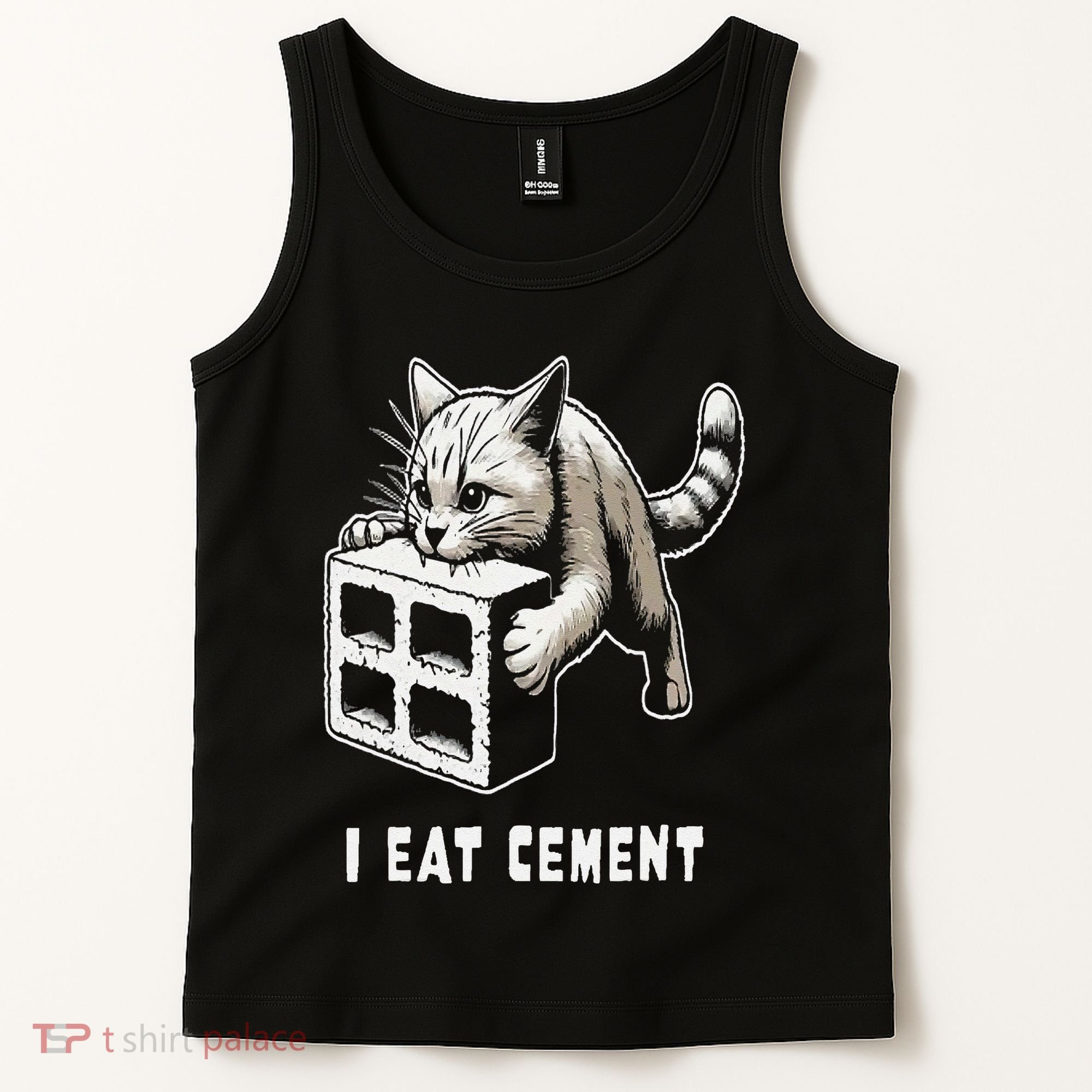 I Eat Cement Cursed Cat Funny Oddly Specific Dank Meme Tank Top