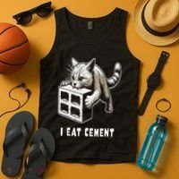 I Eat Cement Cursed Cat Funny Oddly Specific Dank Meme Tank Top thumb 4