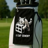 I Eat Cement Cursed Cat Funny Oddly Specific Dank Meme Golf Towel thumb 2