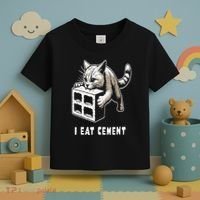 I Eat Cement Cursed Cat Funny Oddly Specific Dank Meme Toddler T-Shirt thumb 3