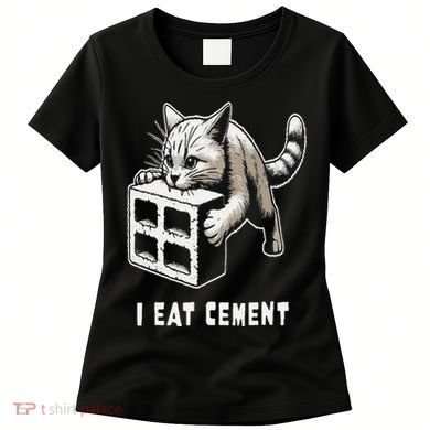 I Eat Cement Cursed Cat Funny Oddly Specific Dank Meme Women's T-Shirt