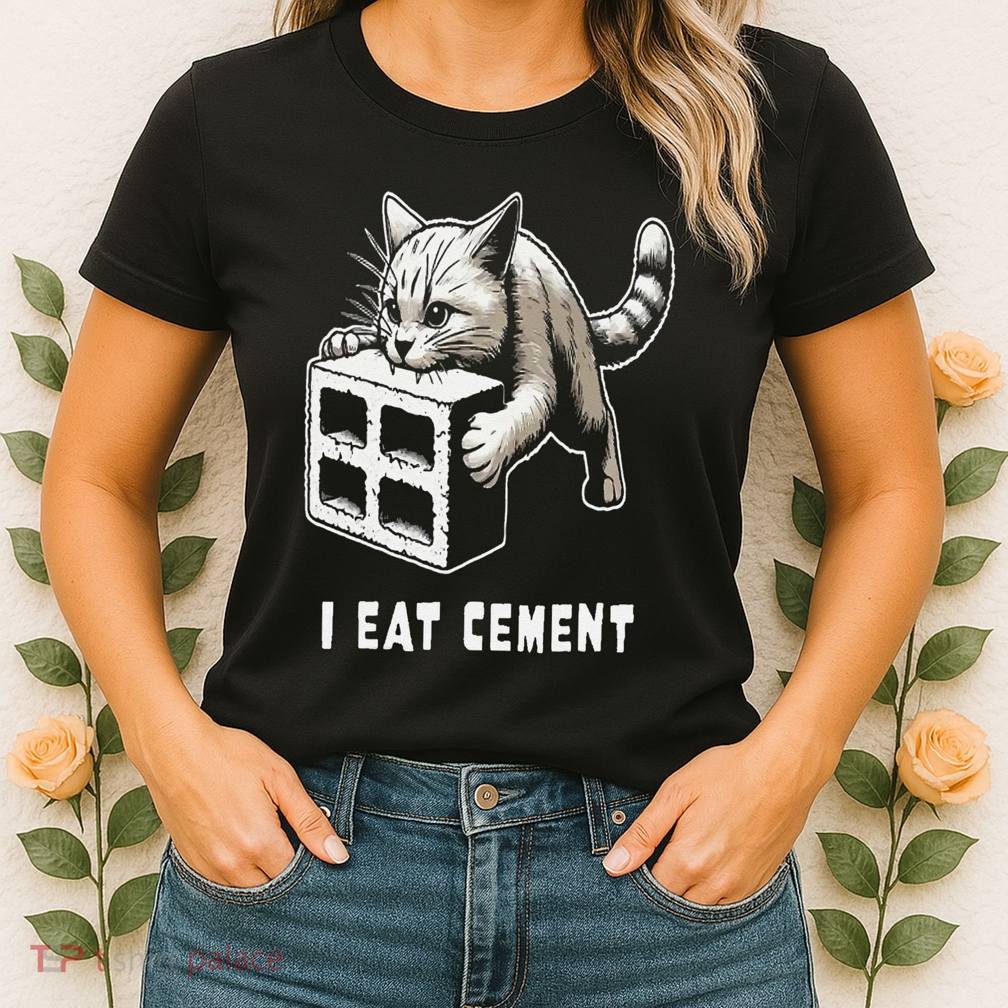 I Eat Cement Cursed Cat Funny Oddly Specific Dank Meme Women's T-Shirt
