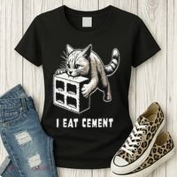 I Eat Cement Cursed Cat Funny Oddly Specific Dank Meme Women's T-Shirt thumb 3
