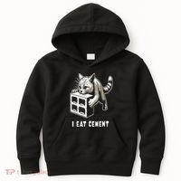 I Eat Cement Cursed Cat Funny Oddly Specific Dank Meme Kids Hoodie thumb 0