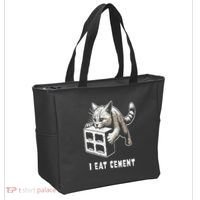 I Eat Cement Cursed Cat Funny Oddly Specific Dank Meme Tote Bag thumb 2