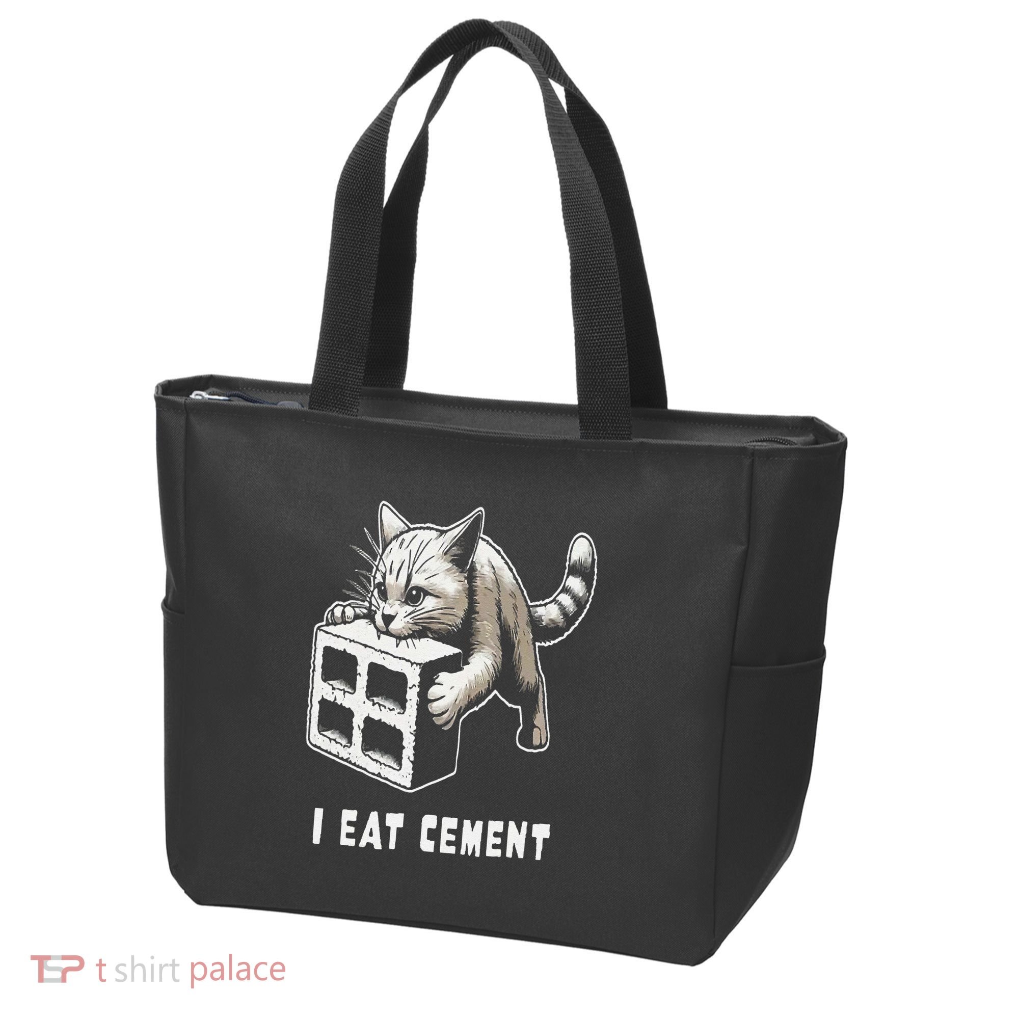 I Eat Cement Cursed Cat Funny Oddly Specific Dank Meme Tote Bag